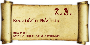 Koczián Mária névjegykártya